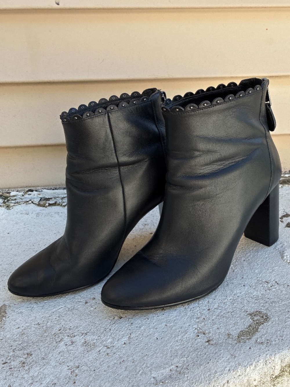 Coach Terence Ankle Heeled Boots with Scalloped top